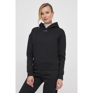 Mikina Calvin Klein dámská, černá barva, s kapucí, hladká