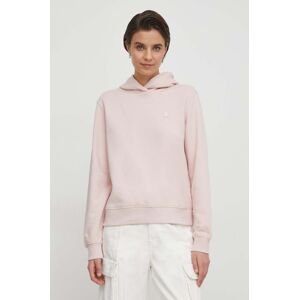 Mikina Calvin Klein Jeans dámská, růžová barva, s kapucí, s aplikací