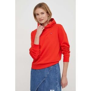 Mikina Calvin Klein Jeans dámská, červená barva, s kapucí, s aplikací, J20J223227