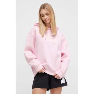 Mikina adidas Originals Adicolor Essentials Boyfriend Hoodie dámská, růžová barva, s kapucí, hladká, IR5927