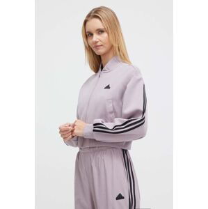 Mikina adidas dámská, fialová barva, hladká, IS3652