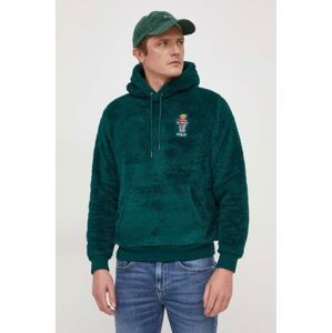 Mikina Polo Ralph Lauren pánská, zelená barva, s kapucí, s aplikací, 710930550