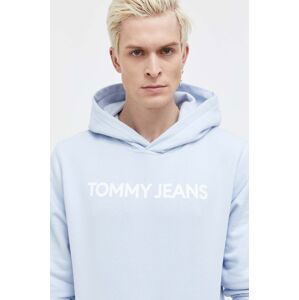 Bavlněná mikina Tommy Jeans pánská, s kapucí, s potiskem