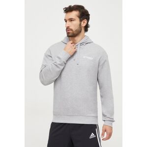 Sportovní mikina adidas TERREX šedá barva, s kapucí, IB6564