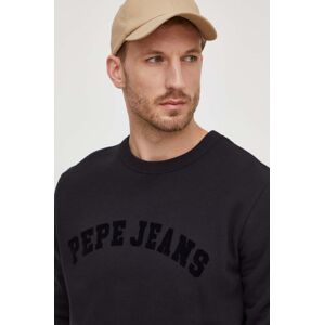 Bavlněná mikina Pepe Jeans Randall pánská, černá barva, s potiskem