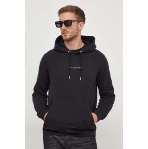 Bavlněná mikina Pepe Jeans Dave Hoodie pánská, černá barva, s kapucí, s potiskem