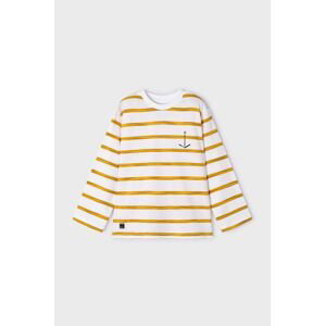 Dětské bavlněné tričko s dlouhým rukávem Mayoral žlutá barva