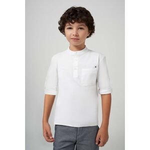 Dětské bavlněné tričko s dlouhým rukávem Mayoral bílá barva
