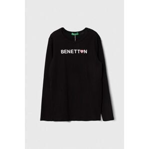 Dětská bavlněná košile s dlouhým rukávem United Colors of Benetton černá barva