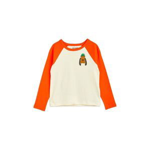 Dětské bavlněné tričko s dlouhým rukávem Mini Rodini béžová barva, s potiskem