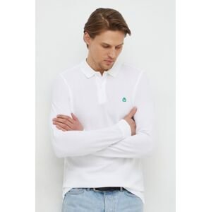 Bavlněné tričko s dlouhým rukávem United Colors of Benetton bílá barva
