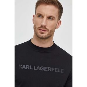 Bavlněné tričko s dlouhým rukávem Karl Lagerfeld černá barva, s potiskem