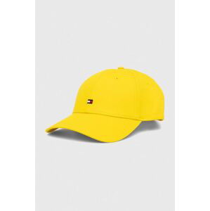 Bavlněná baseballová čepice Tommy Hilfiger žlutá barva, s aplikací