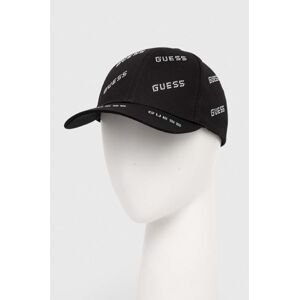 Bavlněná baseballová čepice Guess černá barva, s aplikací, V4RZ03 WFKN0