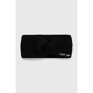 Čelenka s příměsí vlny Calvin Klein černá barva