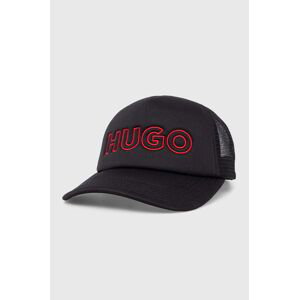 Kšiltovka HUGO černá barva, s aplikací
