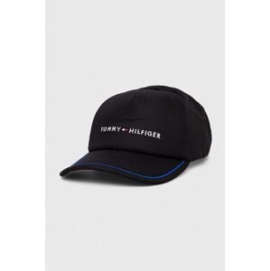 Bavlněná baseballová čepice Tommy Hilfiger černá barva, s aplikací