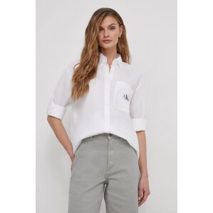 Košile Calvin Klein Jeans bílá barva, relaxed, s klasickým límcem