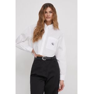 Košile Calvin Klein Jeans bílá barva, relaxed, s klasickým límcem