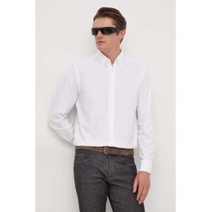 Košile BOSS bílá barva, regular, s límečkem button-down