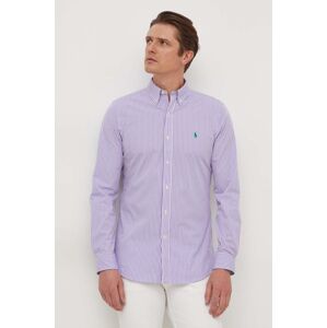 Košile Polo Ralph Lauren pánská, fialová barva, slim, s límečkem button-down, 710929344