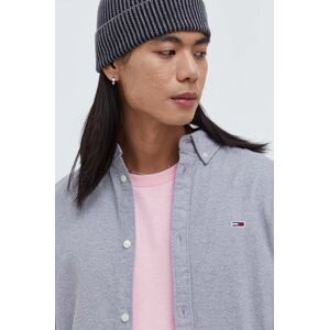 Košile Tommy Jeans šedá barva, regular, s límečkem button-down