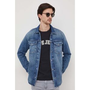 Džínová košile Pepe Jeans Dave Liberty pánská, tmavomodrá barva, regular, s klasickým límcem