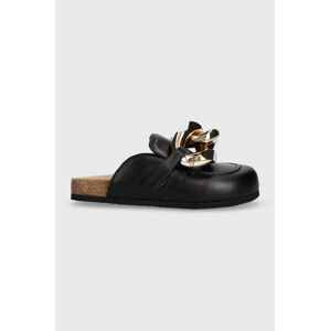 Kožené pantofle JW Anderson Chain Loafer dámské, černá barva, ANW35004E