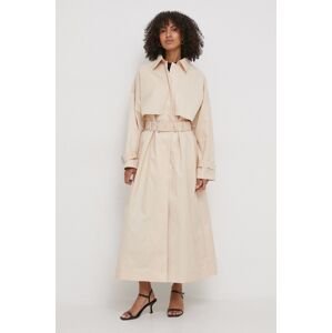 Trench kabát Calvin Klein dámský, béžová barva, přechodný