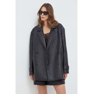 Kabát Bardot dámský, černá barva, přechodný, oversize