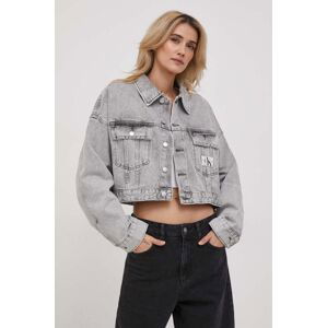 Džínová bunda Calvin Klein Jeans dámská, šedá barva, přechodná, oversize