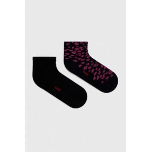 Ponožky HUGO 2-pack dámské, černá barva