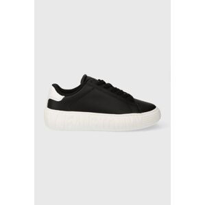 Kožené sneakers boty Tommy Jeans TJW LEATHER CUPSOLE ESS černá barva, EN0EN02507