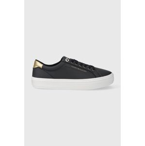 Sneakers boty Tommy Hilfiger ESSENTIAL VULC LEATHER SNEAKER tmavomodrá barva, FW0FW07778