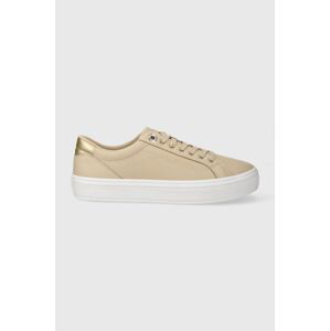 Sneakers boty Tommy Hilfiger ESSENTIAL VULC LEATHER SNEAKER béžová barva, FW0FW07778