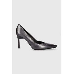 Kožené lodičky Calvin Klein GEO STILETTO PUMP 90 - PEARL šedá barva, HW0HW01998