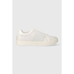 Kožené sneakers boty Calvin Klein CLEAN CUPSOLE SLIP ON bílá barva, HW0HW02007