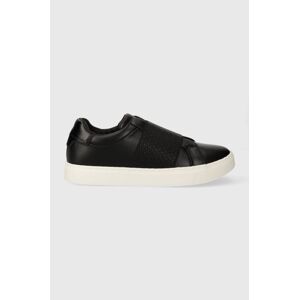 Kožené sneakers boty Calvin Klein CLEAN CUPSOLE SLIP ON černá barva, HW0HW02007