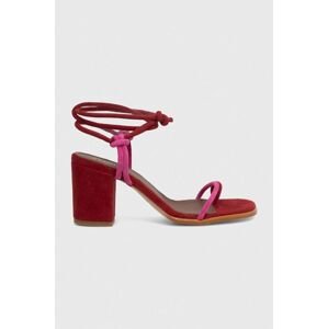 Semišové sandály Alohas Grace červená barva, SAWDI2.21