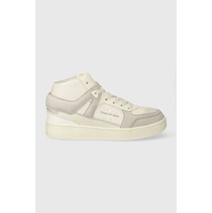 Kožené sneakers boty Calvin Klein Jeans BASKET CUPSOLE HIGH MIX ML FAD béžová barva, YW0YW01300