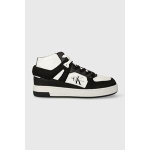 Kožené sneakers boty Calvin Klein Jeans BASKET CUPSOLE HIGH MIX ML FAD černá barva, YW0YW01300