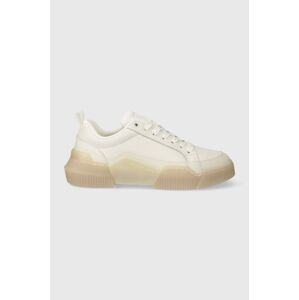 Kožené sneakers boty Calvin Klein Jeans CHUNKY CUPSOLE 2.0 LTH IN LUM bílá barva, YW0YW01313