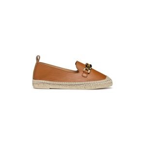 Kožené espadrilky Geox D LAMPEDUSA A hnědá barva, D36V0A00085C6001