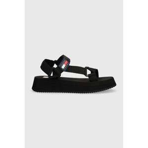 Sandály Tommy Jeans TJW EVA SANDAL dámské, černá barva, na platformě, EN0EN02466