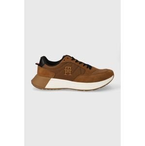 Sneakers boty Tommy Hilfiger CLASSIC ELEVATED RUNNER MIX hnědá barva, FM0FM04876
