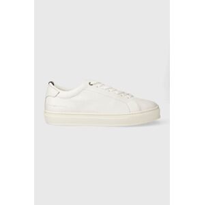 Kožené sneakers boty Tommy Hilfiger PREMIUM CUPSOLE GRAINED LTH bílá barva, FM0FM04893