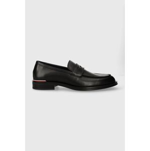 Kožené mokasíny Tommy Hilfiger CORE RWB HILFIGER LTH LOAFER pánské, černá barva, FM0FM05035