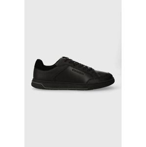 Kožené sneakers boty Calvin Klein LOW TOP LACE UP LTH černá barva, HM0HM01455