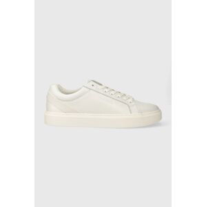 Kožené sneakers boty Calvin Klein LOW TOP LACE UP ARCHIVE STRIPE bílá barva, HM0HM01292