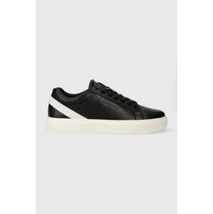 Kožené sneakers boty Calvin Klein LOW TOP LACE UP ARCHIVE STRIPE černá barva, HM0HM01292